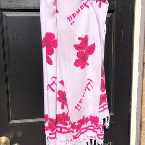 Women's Beach Cover Up Sarong Wrap White & Pink
